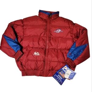 NWT NHL Colorado Avalanche Hockey Pro Down Puff Coat Red Jacket Hood Men's Large